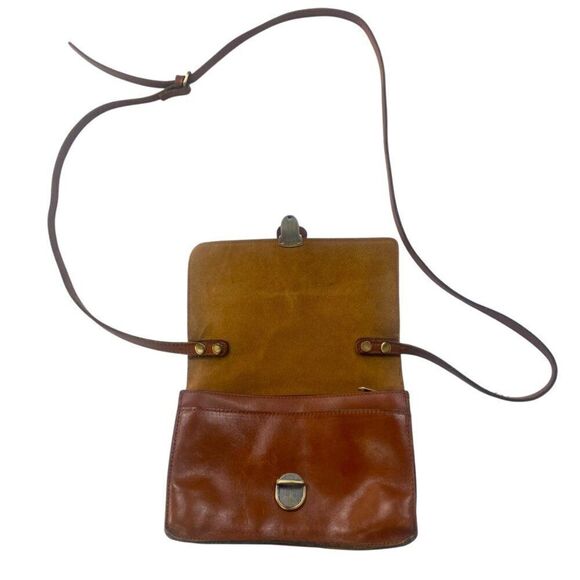 Patricia Nash Push Lock Lanza Leather Crossbody Tan - Picture 3 of 13